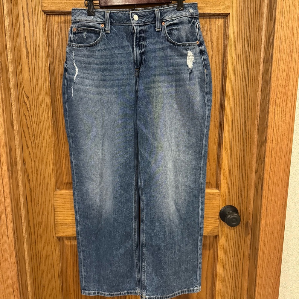 J.Crew Factory 10 Short Cheeky Wide Leg High Rise Jeans Distressed